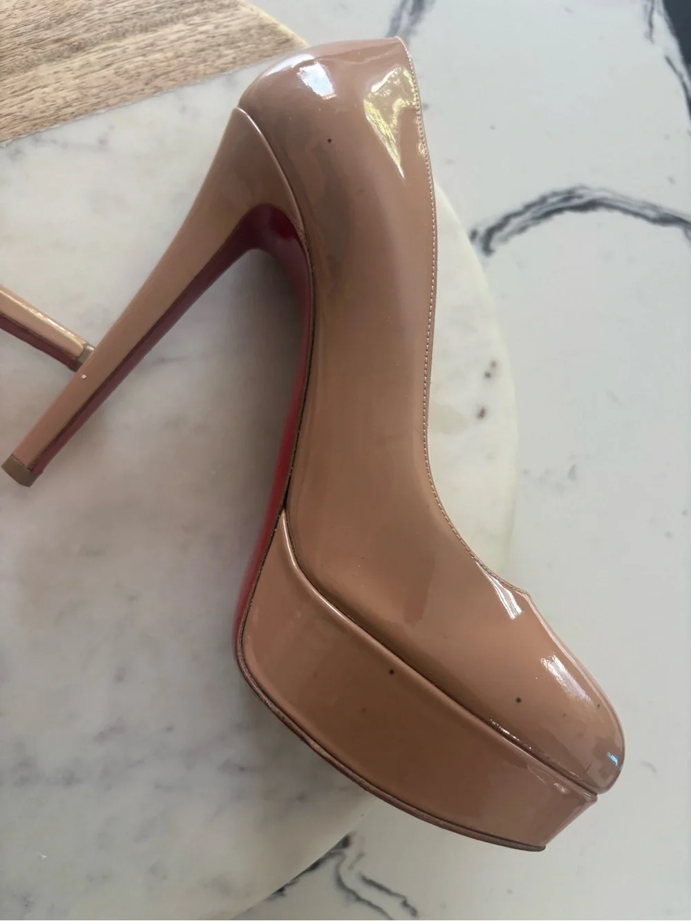 Christian Louboutin Patent Leather Nude Pumps